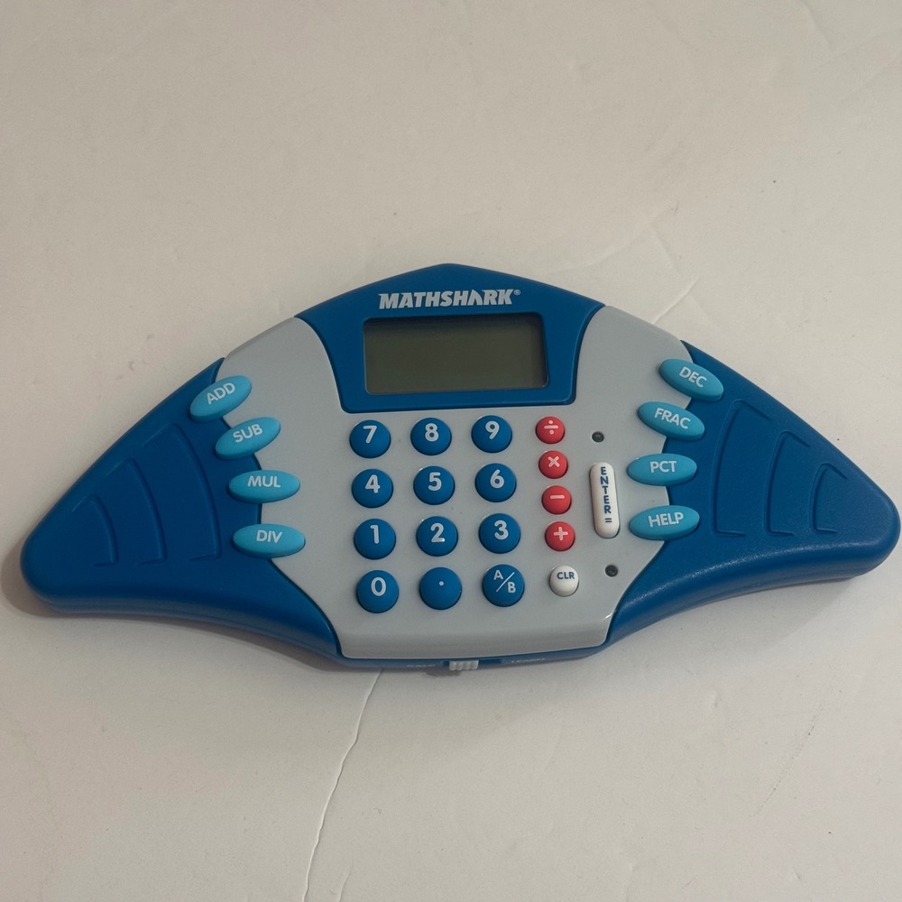 Educational Insights MathShark Electronic Math Game Calculator Blue Grey 8490